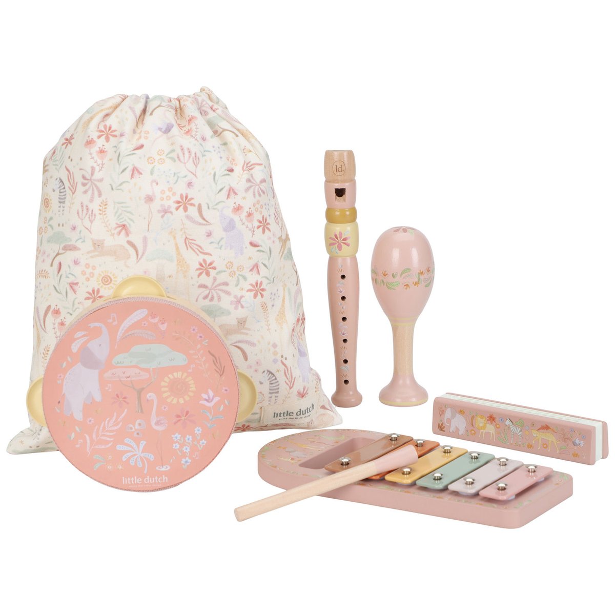 Set de musique rose, multicolore, bois, LITTLE DUTCH