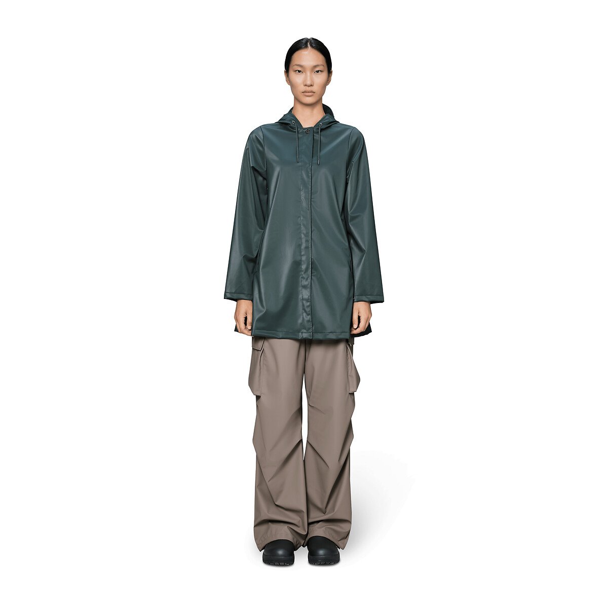 Veste imperméable à capuche, A-LINE W vert canard, RAINS