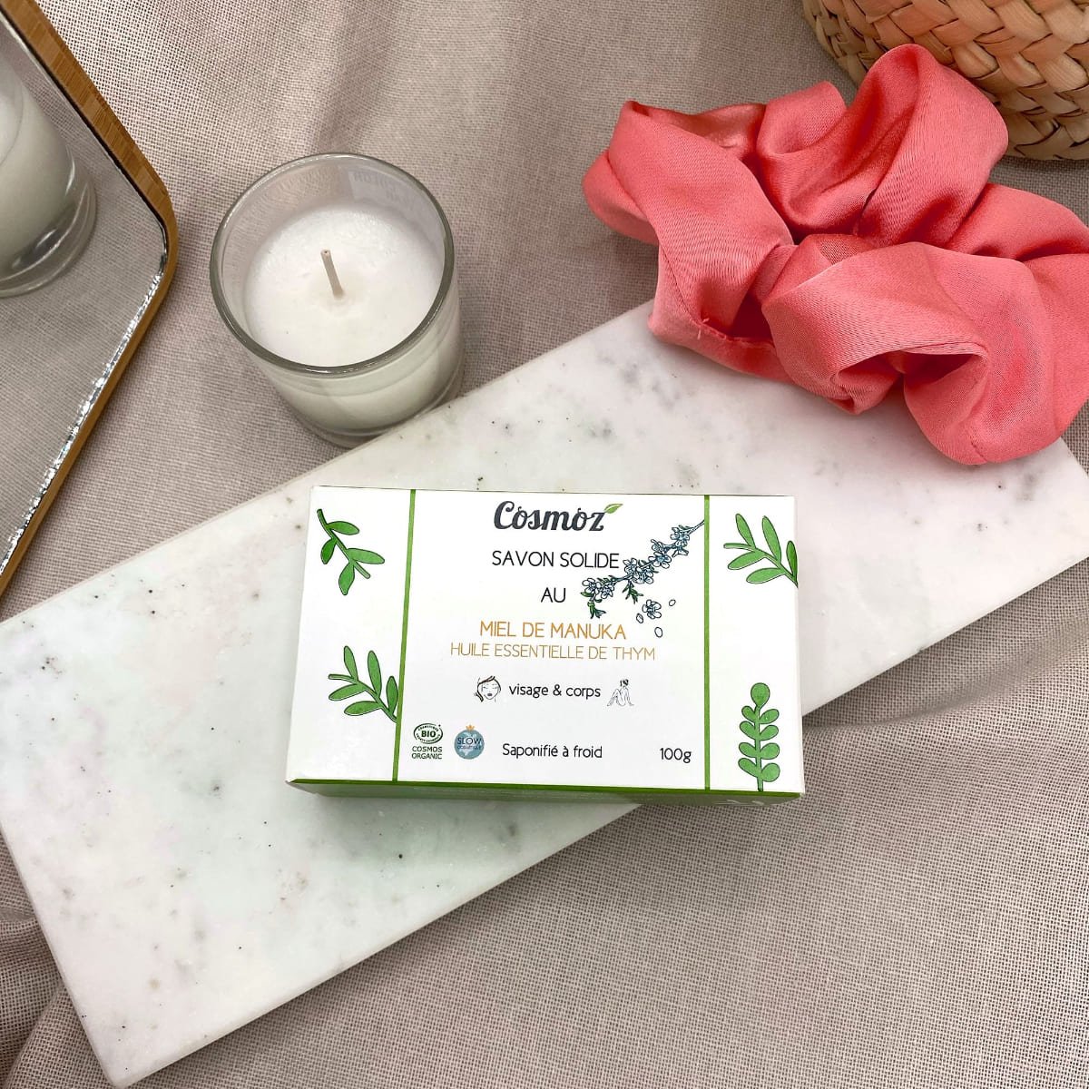 Savon solide anti-imperfections au miel de Manuka bio couleur unique, COSMOZ