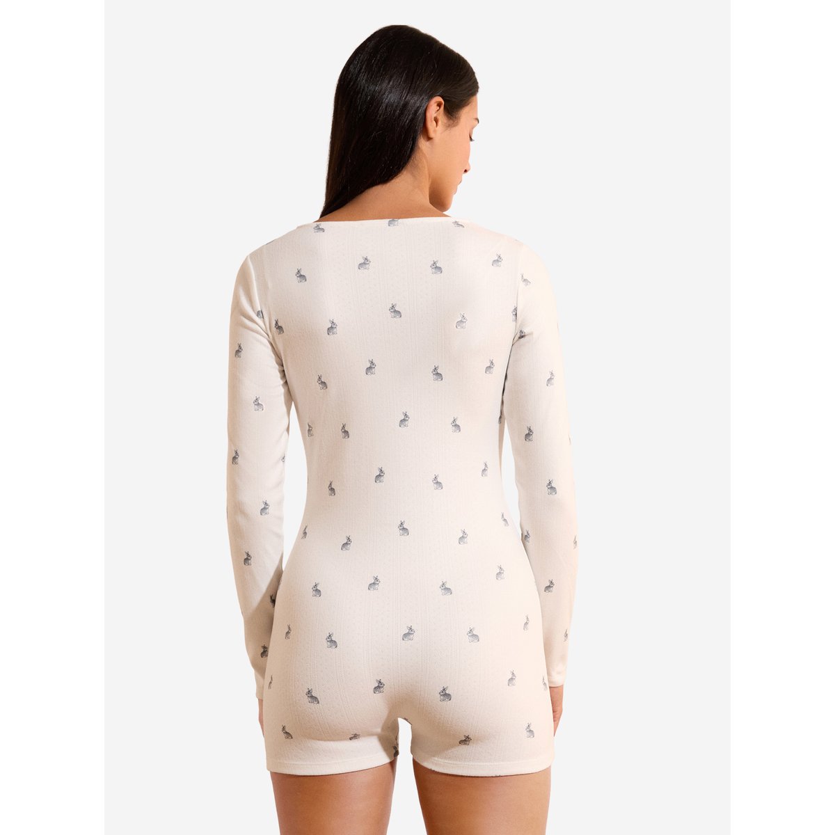 Combishort en pointelle à motif noeuds BASYLE ecru, ETAM