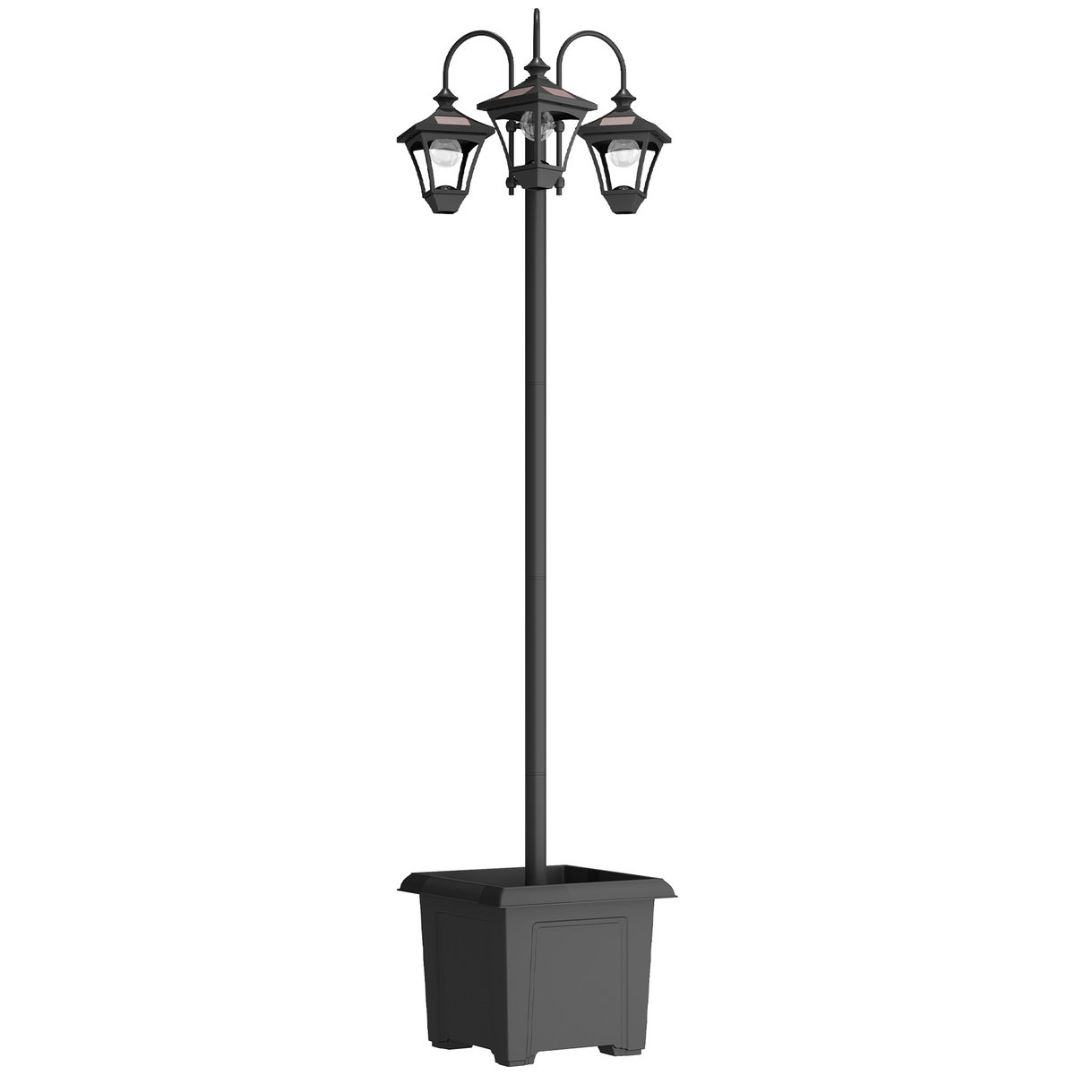 Lampadaire d'extérieur ABS Noir noir, OUTSUNNY