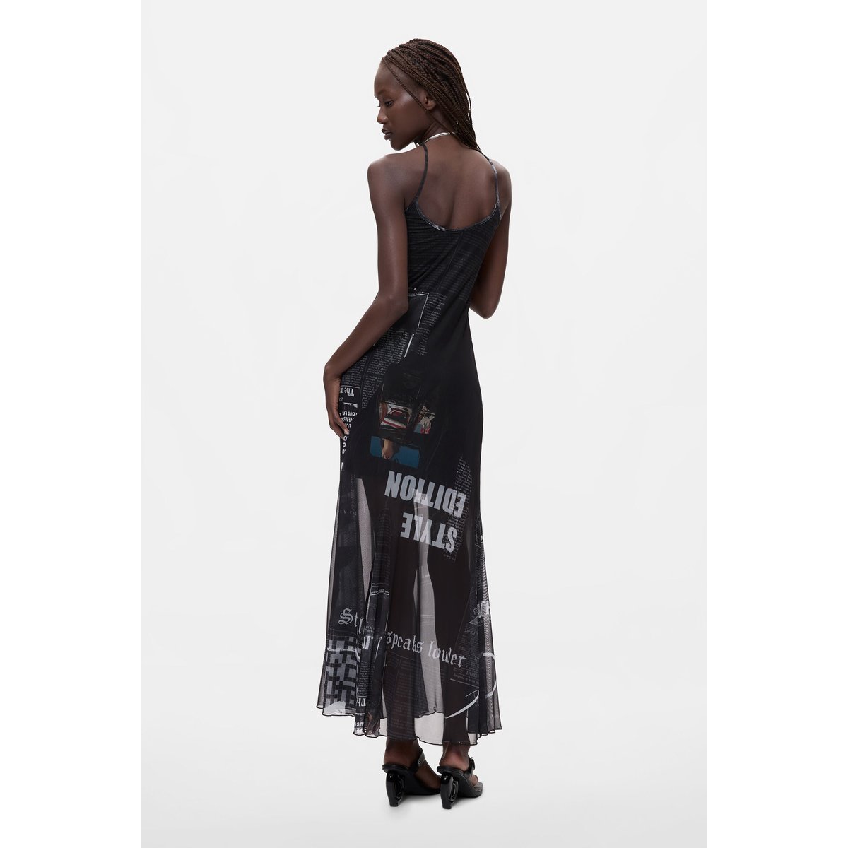 Robe à bretelles imprimée blanc, DESIGUAL