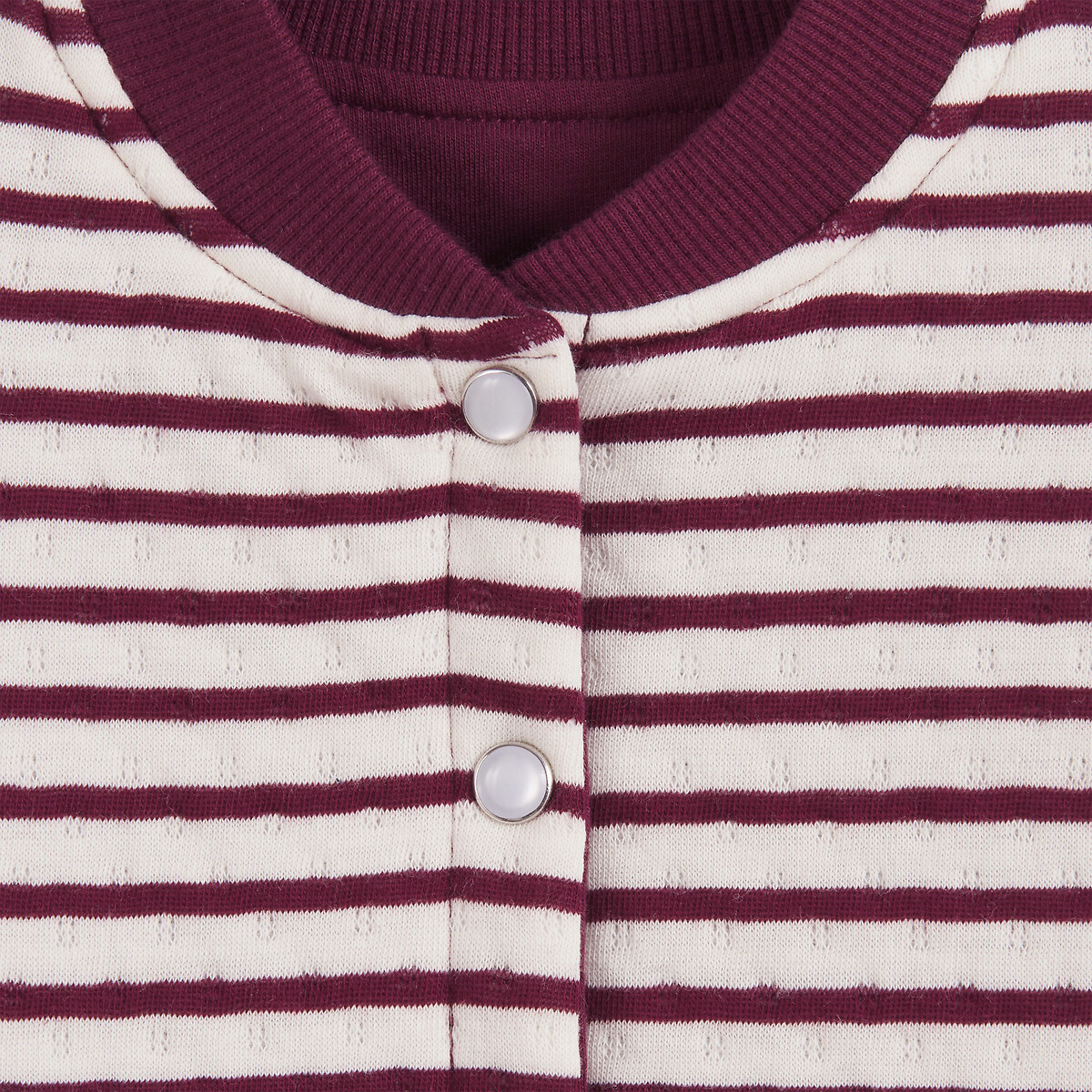 Chaqueta sudadera con botones a presión, de rayas y reversible rayas burdeos, LA REDOUTE COLLECTIONS