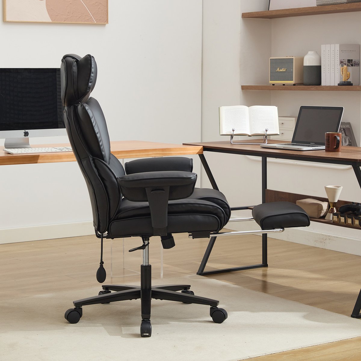 Fauteuil de bureau ergonomique, MORVEN noir, MEUBLES COSY
