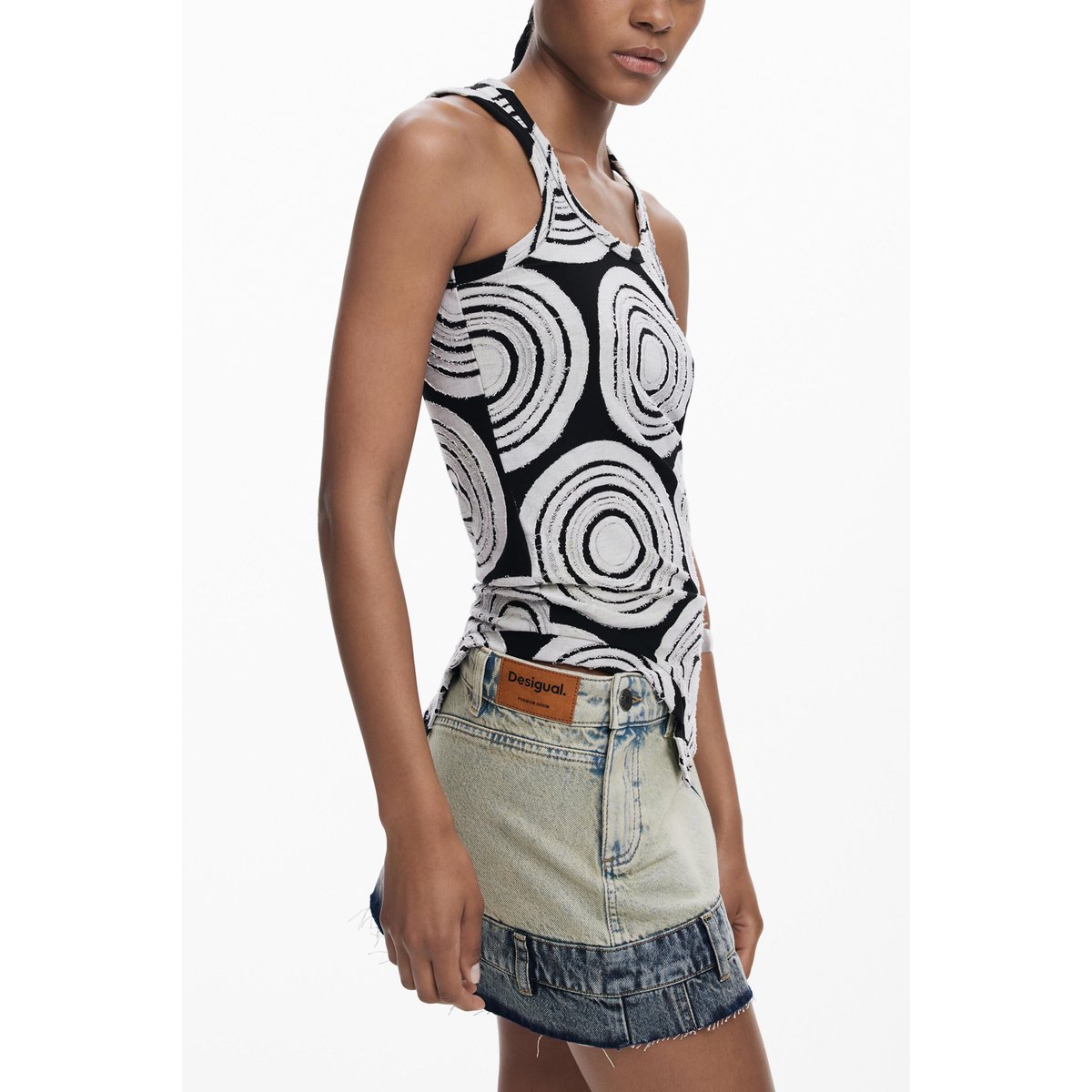 Débardeur spirale noir, DESIGUAL