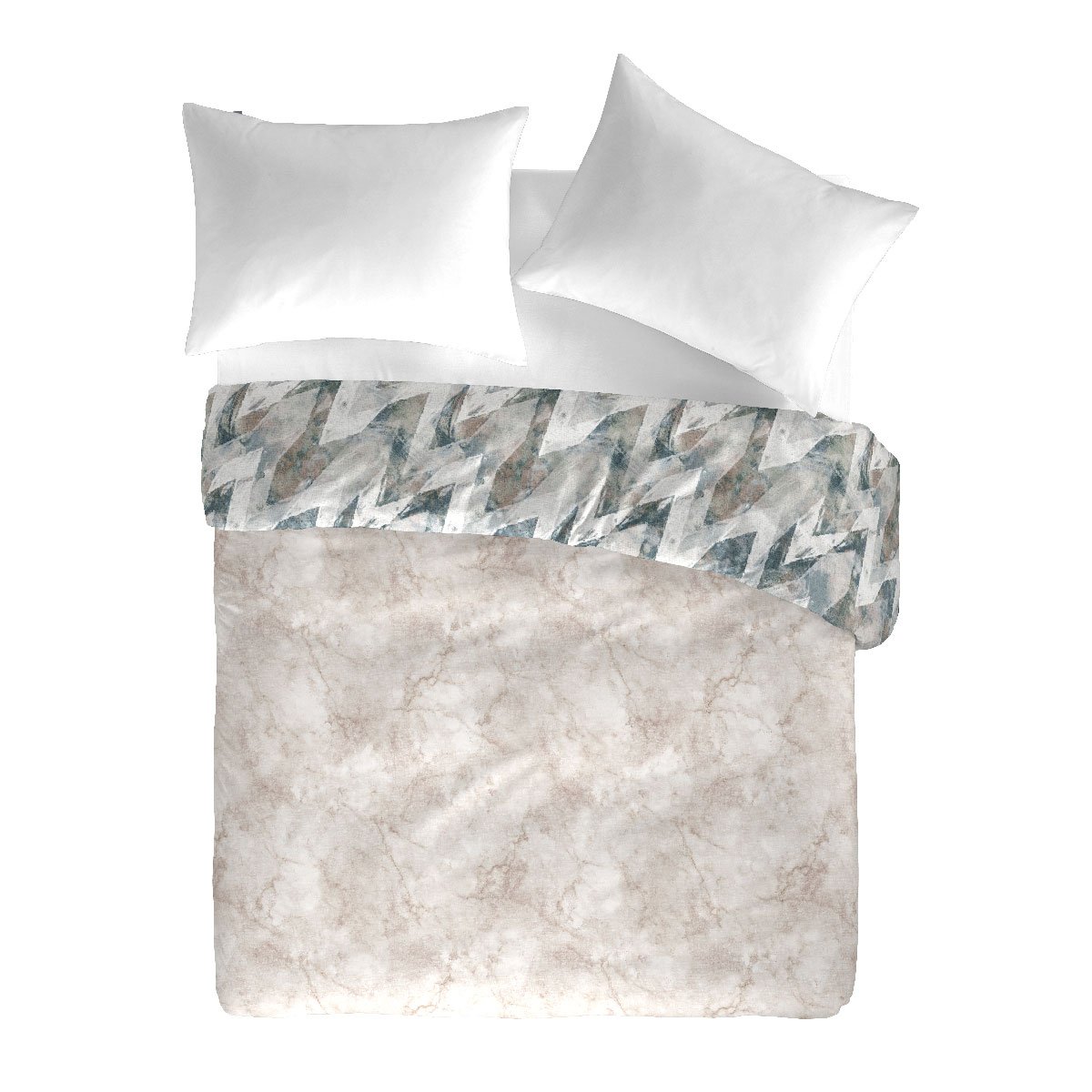 Housse de couette réversible en coton PICOS vert, GUY LAROCHE