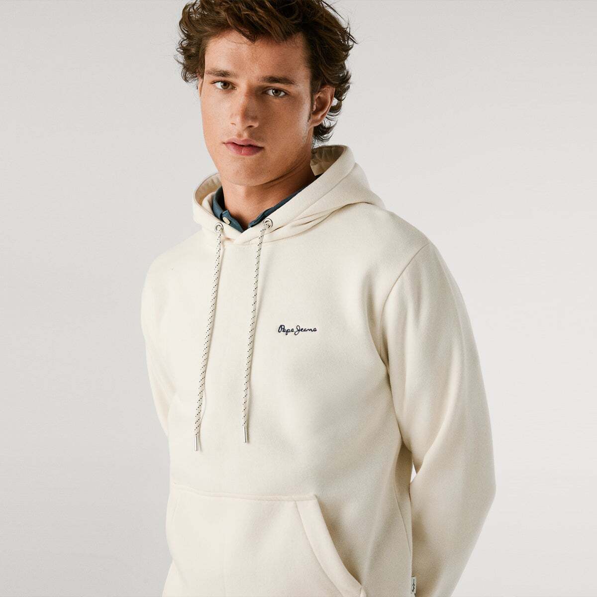 Sweat À Capuche Avec Logo blanc ivoire, PEPE JEANS