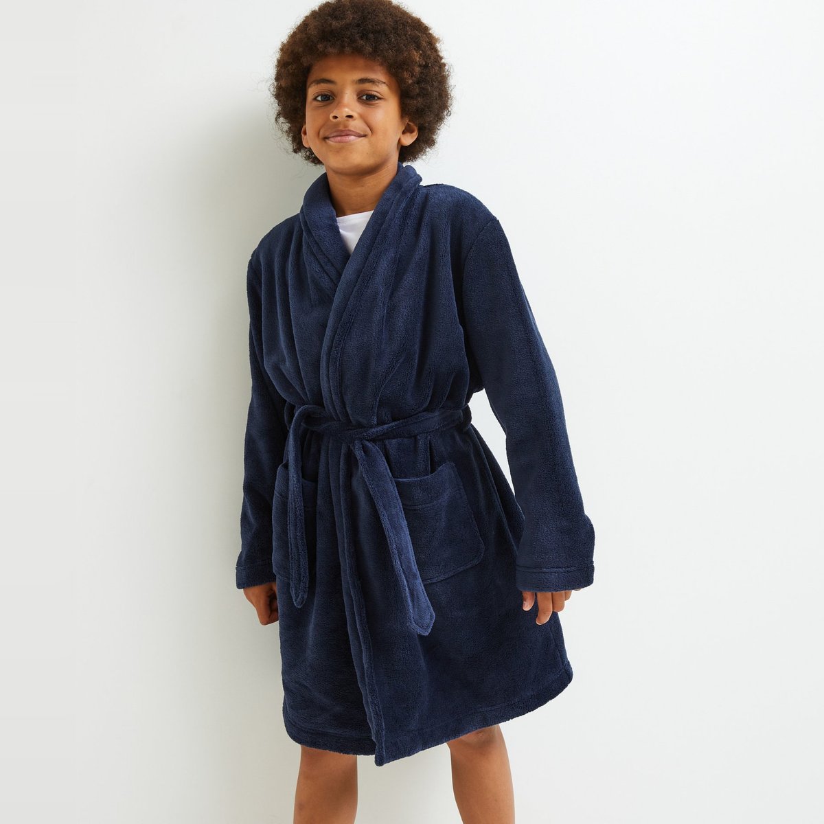 Robe de chambre unie marine, MONOPRIX