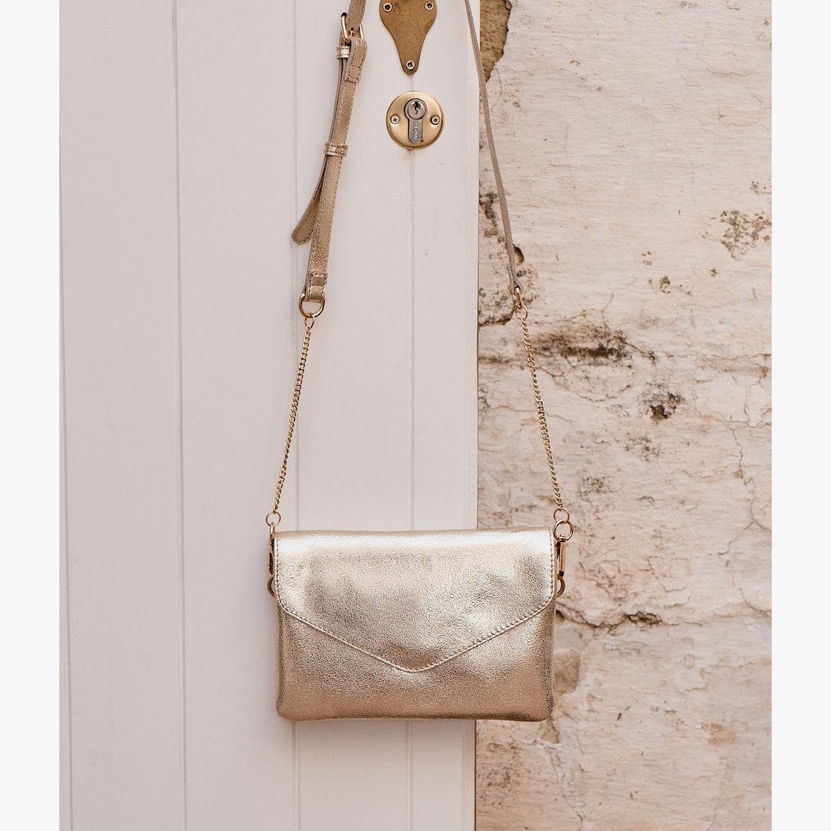 Sac Pochette en cuir BLOOM dore, BOCAGE