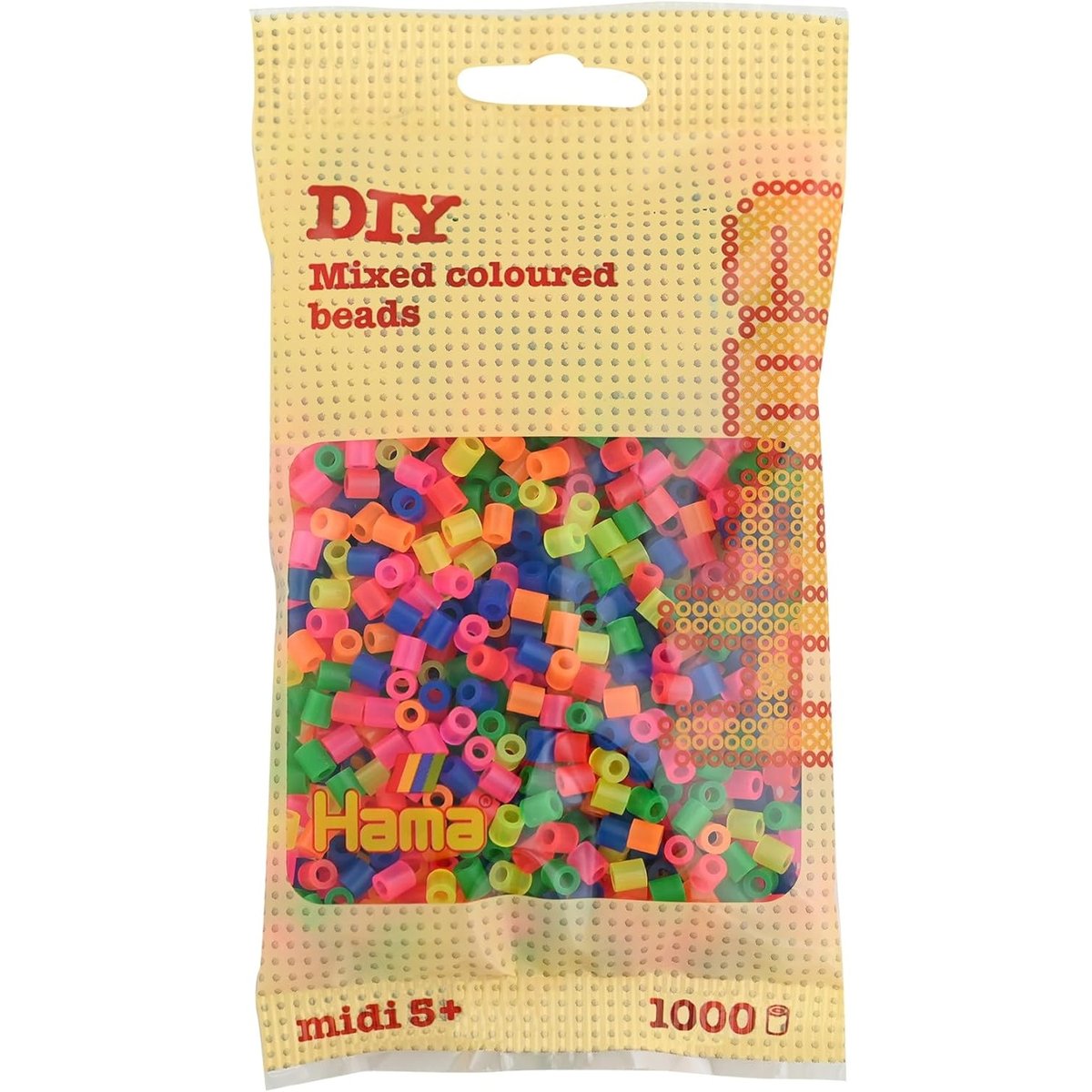 Sachet 1000 perles plastique Midi néon mix rouge, HAMA