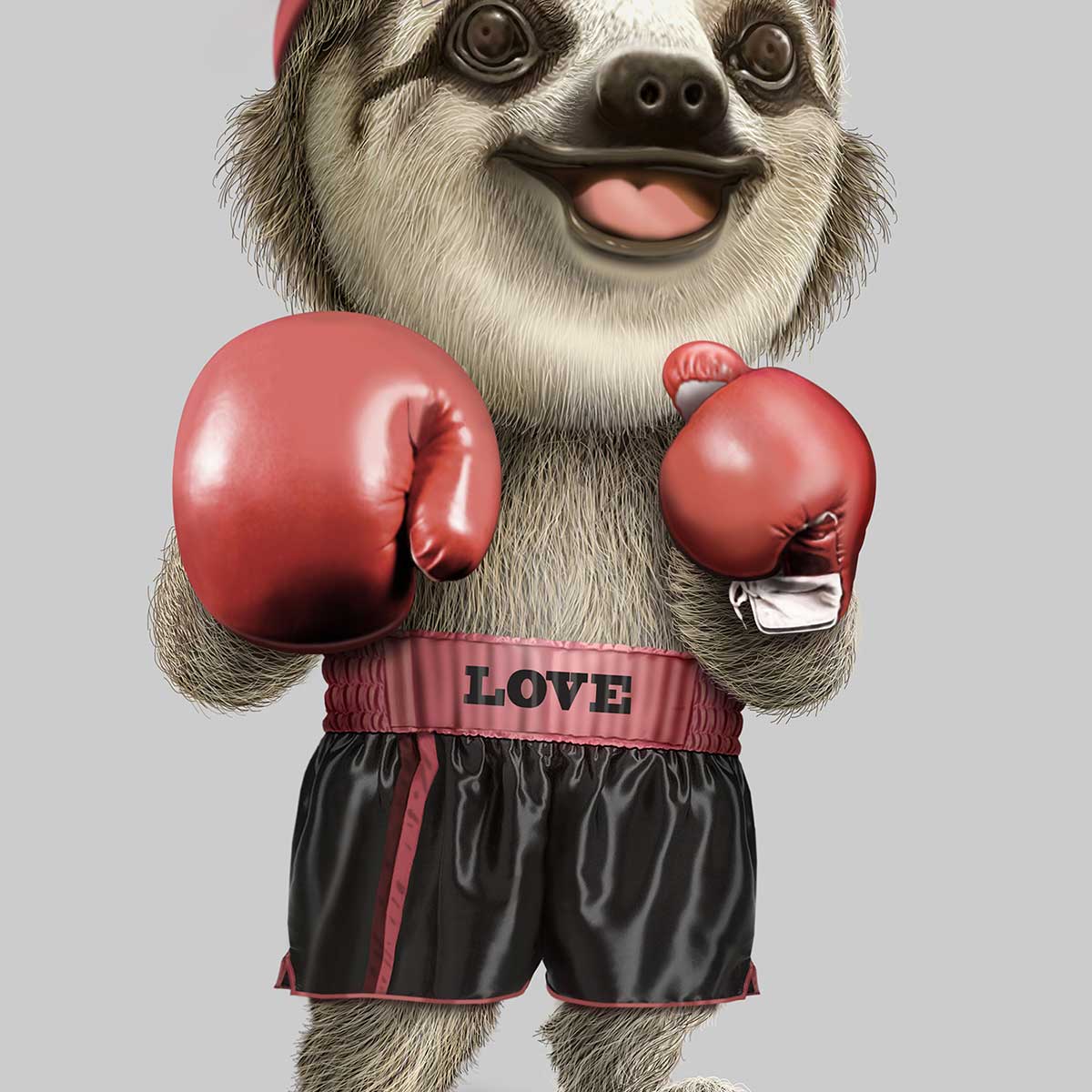 Affiche enfant le paresseux boxeur affiche seule, HEXOA