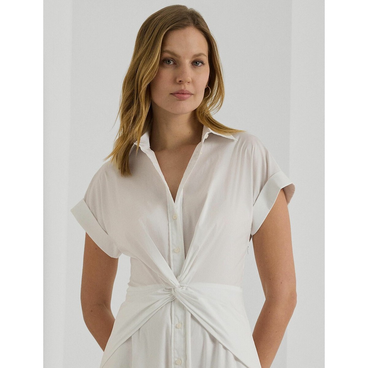 Short Sleeve Wrapover Dress white, LAUREN RALPH LAUREN