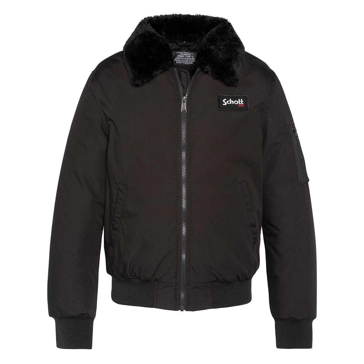 Blouson avec col en imitation fourrure amovible noir, SCHOTT