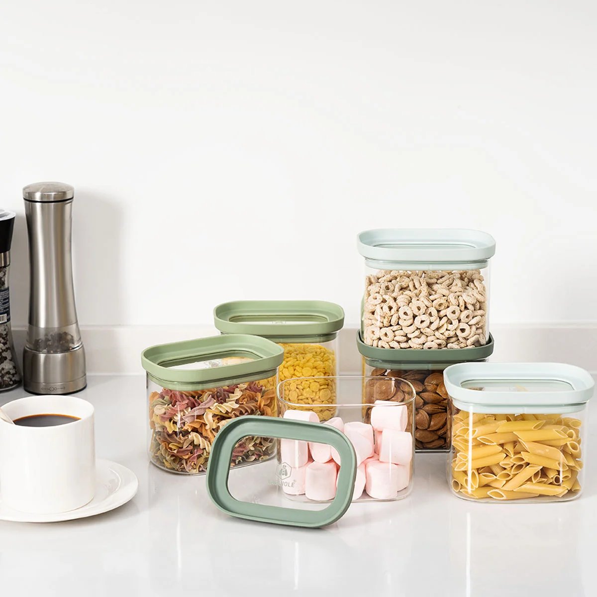 Lot de 6 bocaux en verre 600 ml - Pure vert, LAGUIOLE CUISSON