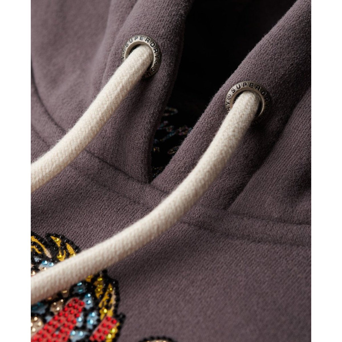 Sweat à capuche Vintage Logo Tokyo gris granite foncé, SUPERDRY