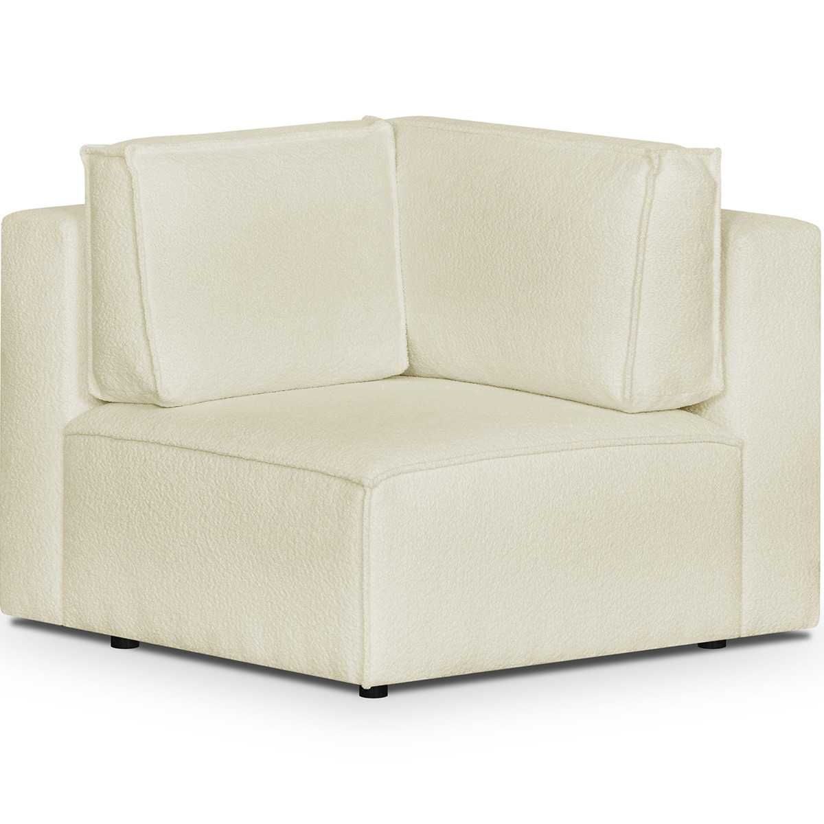 Canapé d'angle droit convertible 10 places en tissu bouclé - HARPER MOD ecru, HOMIFAB