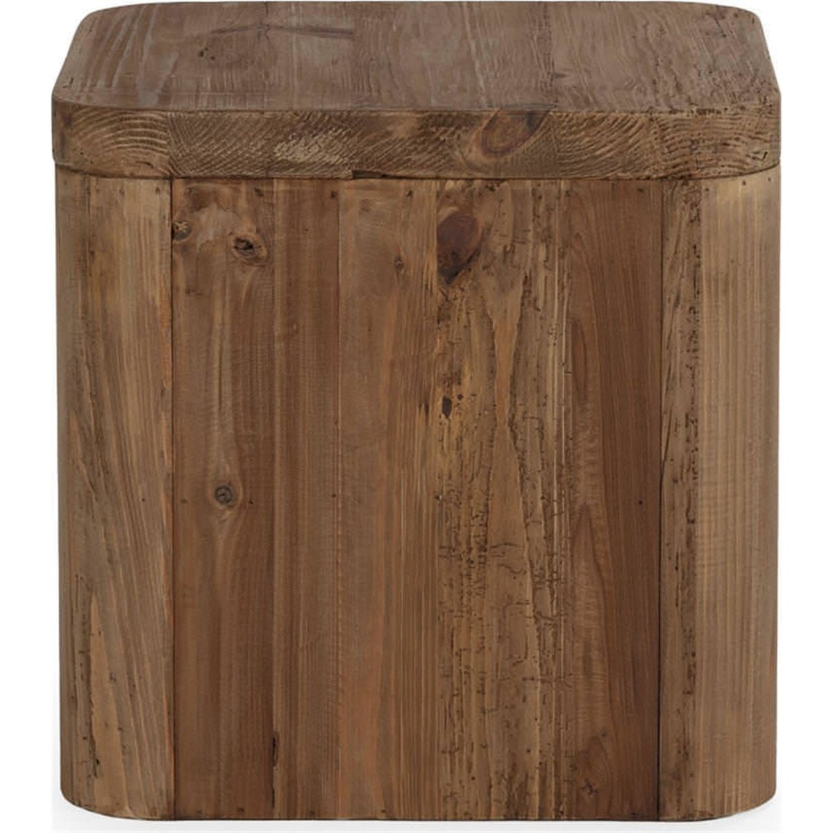 Table d'appoint carrée en pin vieilli naturel vieilli, RECOLLECTION