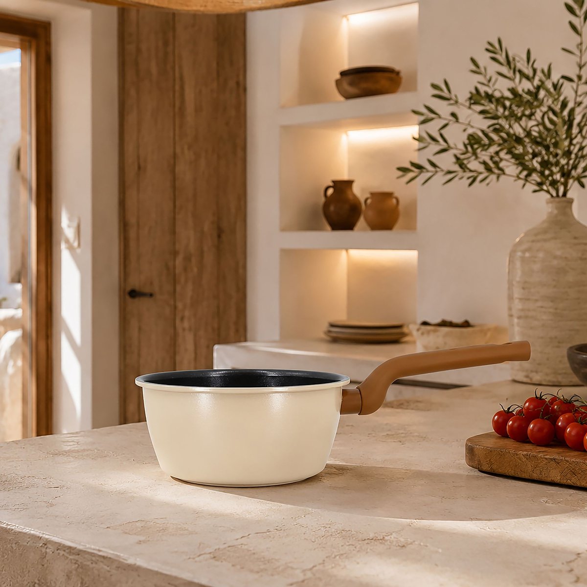 Casserole 20cm en acier carbone, PRATICOOK beige, MENASTYL