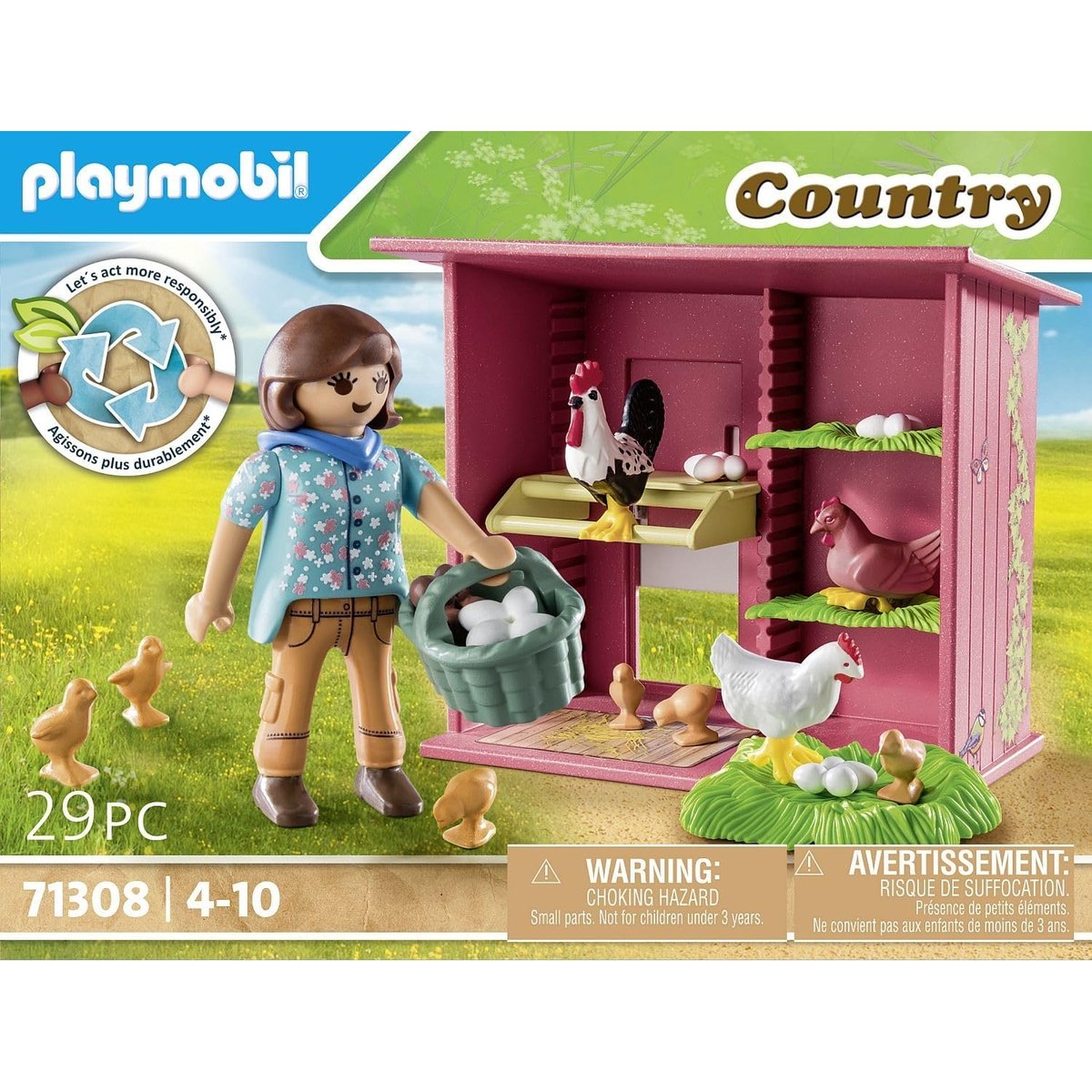 Agricultrice et poulailler multicolore, PLAYMOBIL