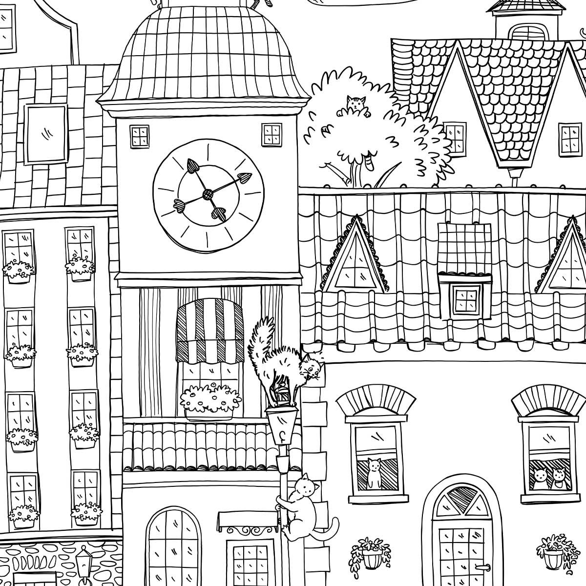 Papier enfant Les Felins des toits noir, HEXOA