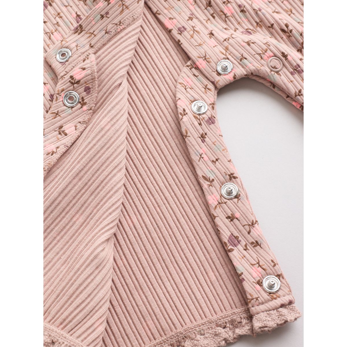 Barboteuse bébé boutonnée, lot de 3 imprimé floral ton sur ton marron, NEXT