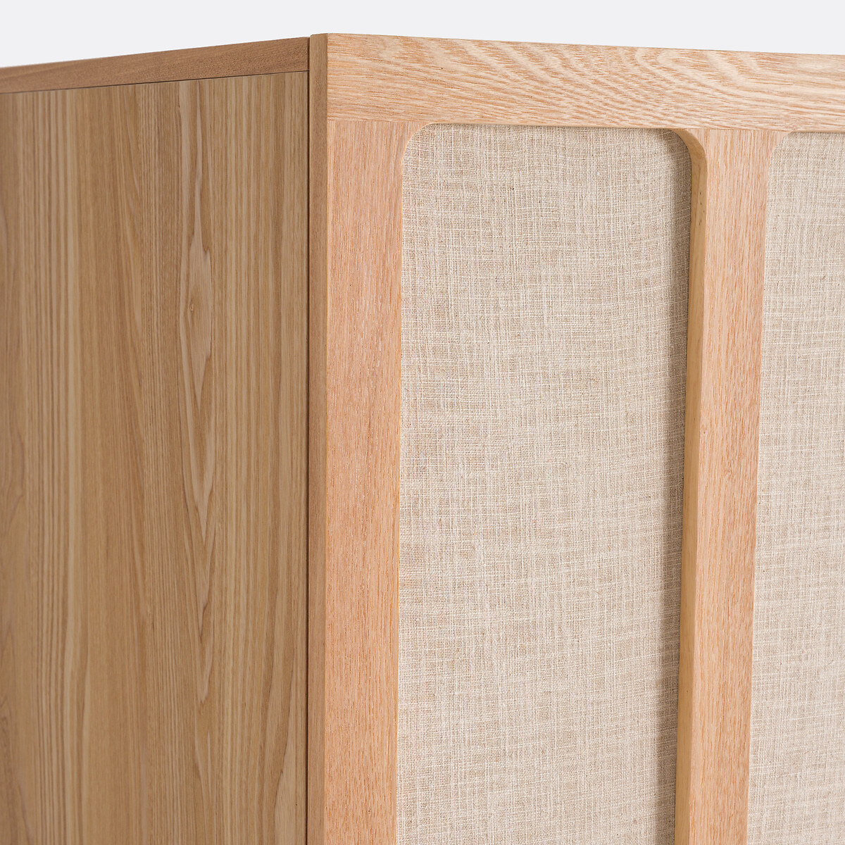 Armoire 2 portes, plaqué frêne et tissu lin, Esmara  teinté chêne /lin, LA REDOUTE INTERIEURS