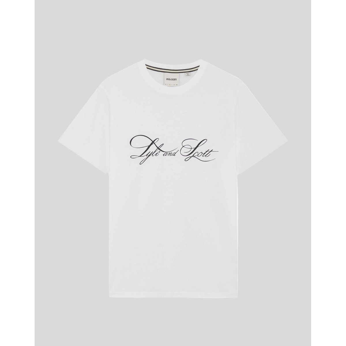 T-shirt en coton superfine graphique logo blanc, LYLE & SCOTT