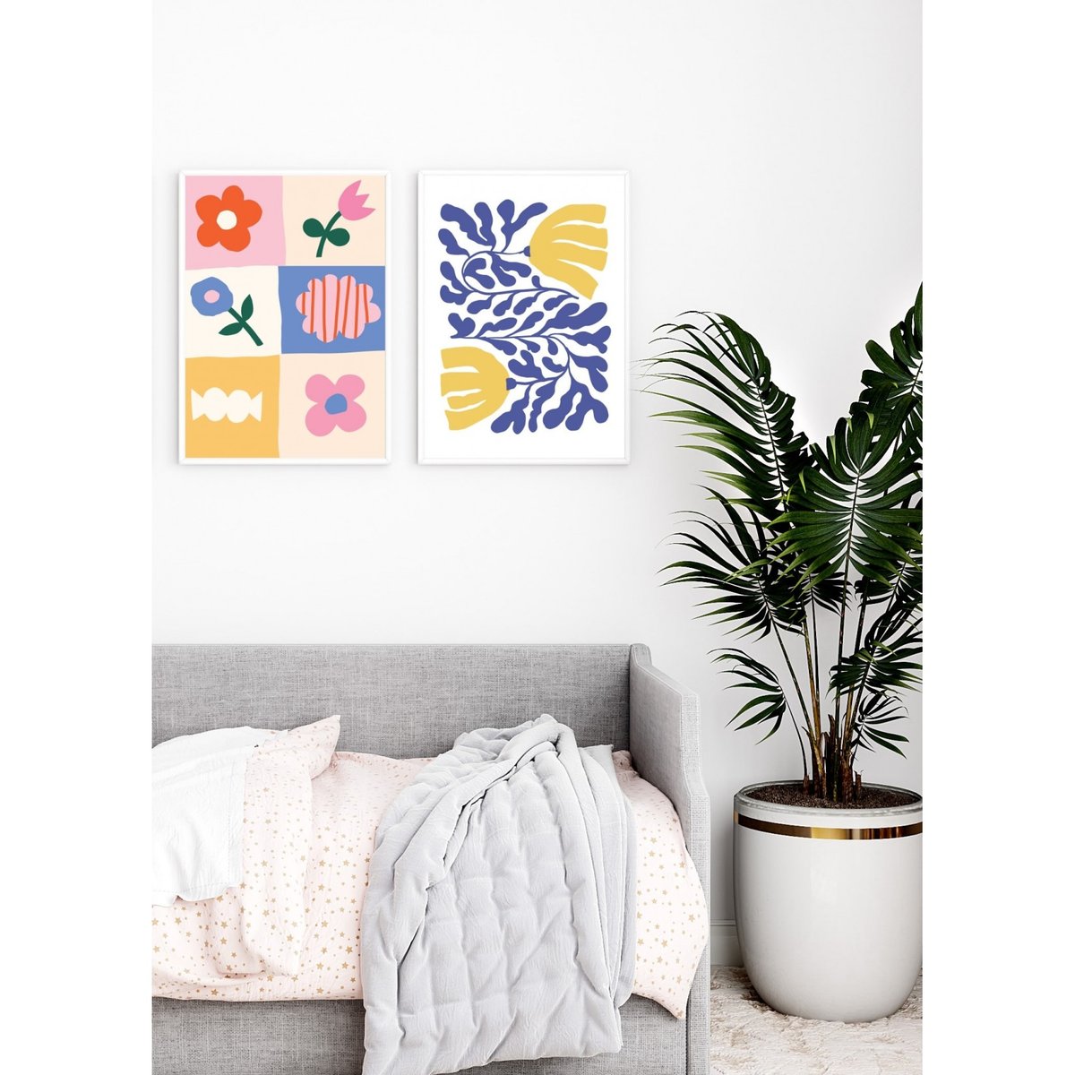 Affiche Abstract Flowers 2 blanc, L'AFFICHERIE