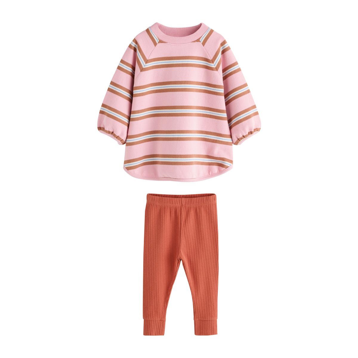 Ensemble sweat et legging rayures roses/crème, NEXT