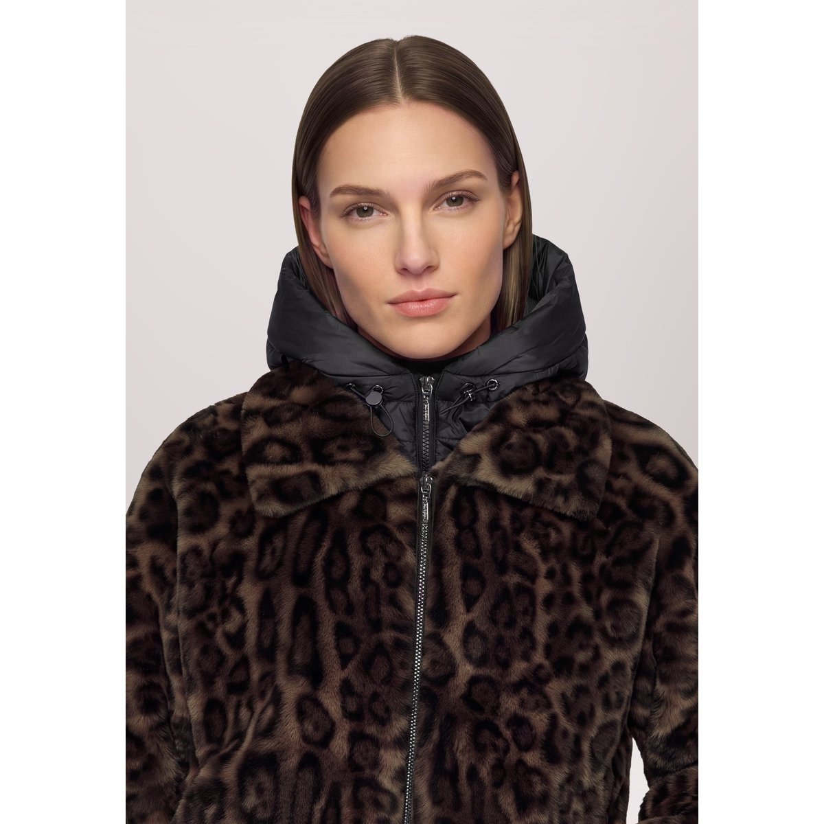Veste en peluche avec partie veste sans manches amovible taupe/black, AMBER & JUNE