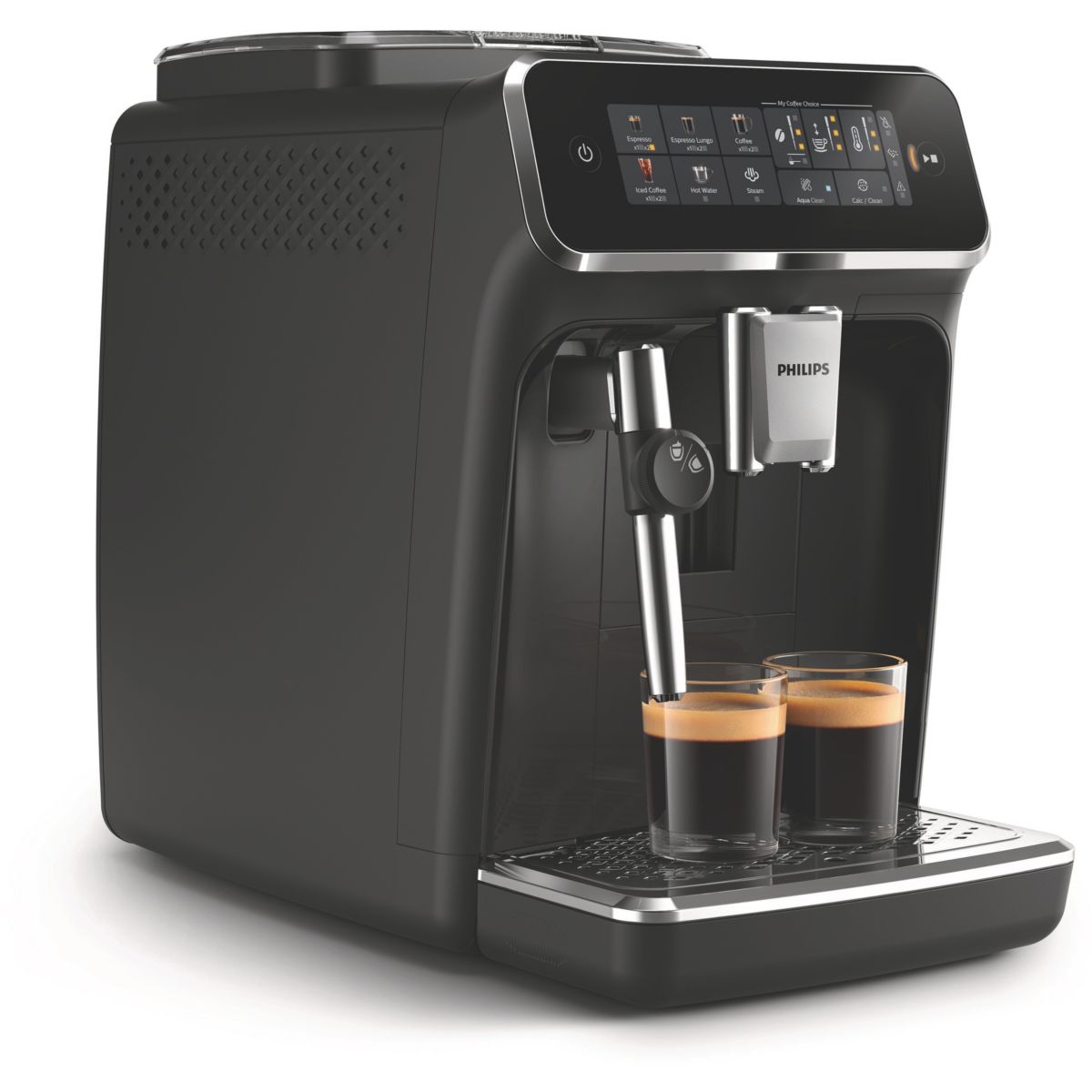 Expresso Broyeur EP3321/40 cafetière à grain série 3300, mousseur à lait, 5 boissons, SilentBrew, Noir laqué couleur unique, PHILIPS