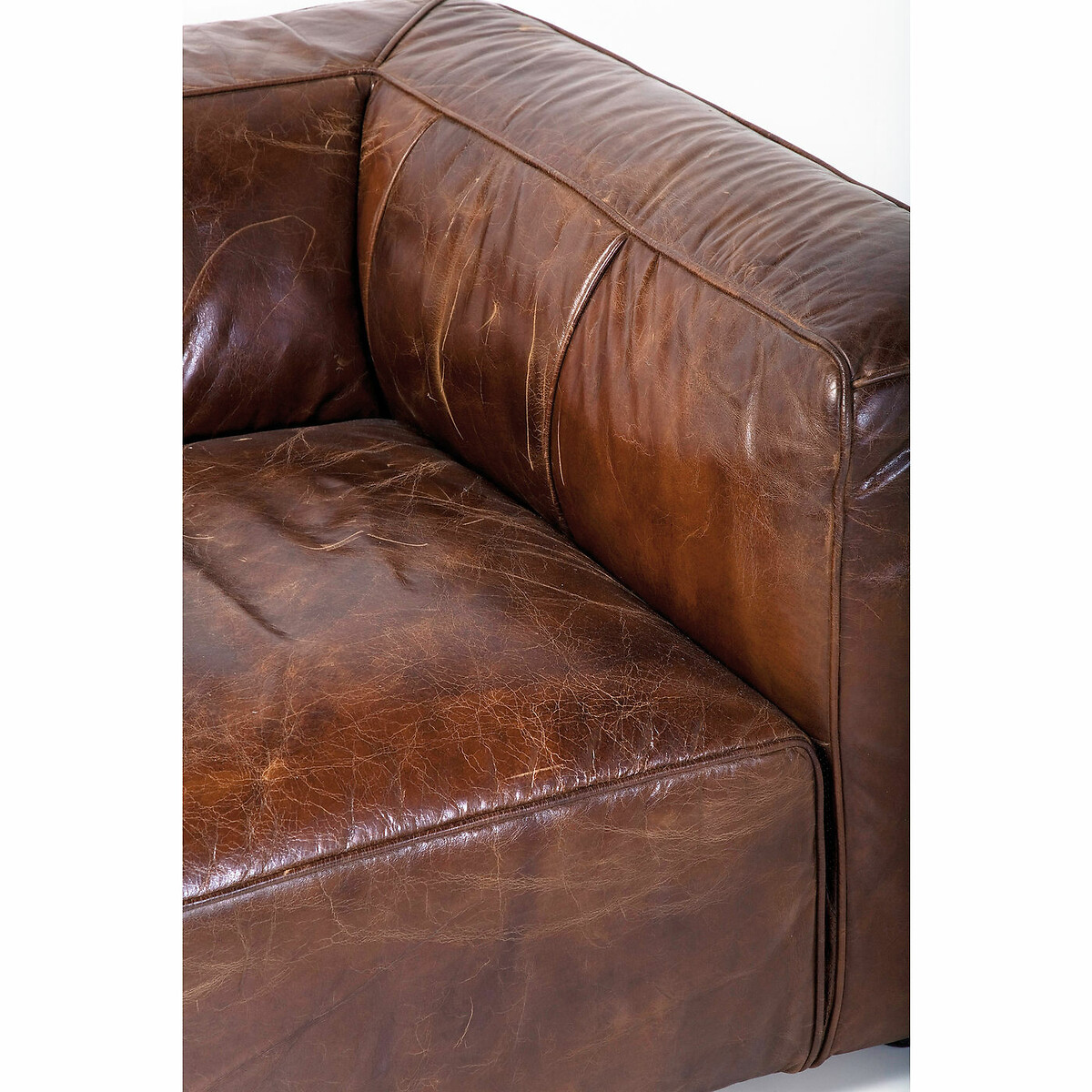 Canapé Cubetto 3-places 260cm cuir marron, KARE DESIGN