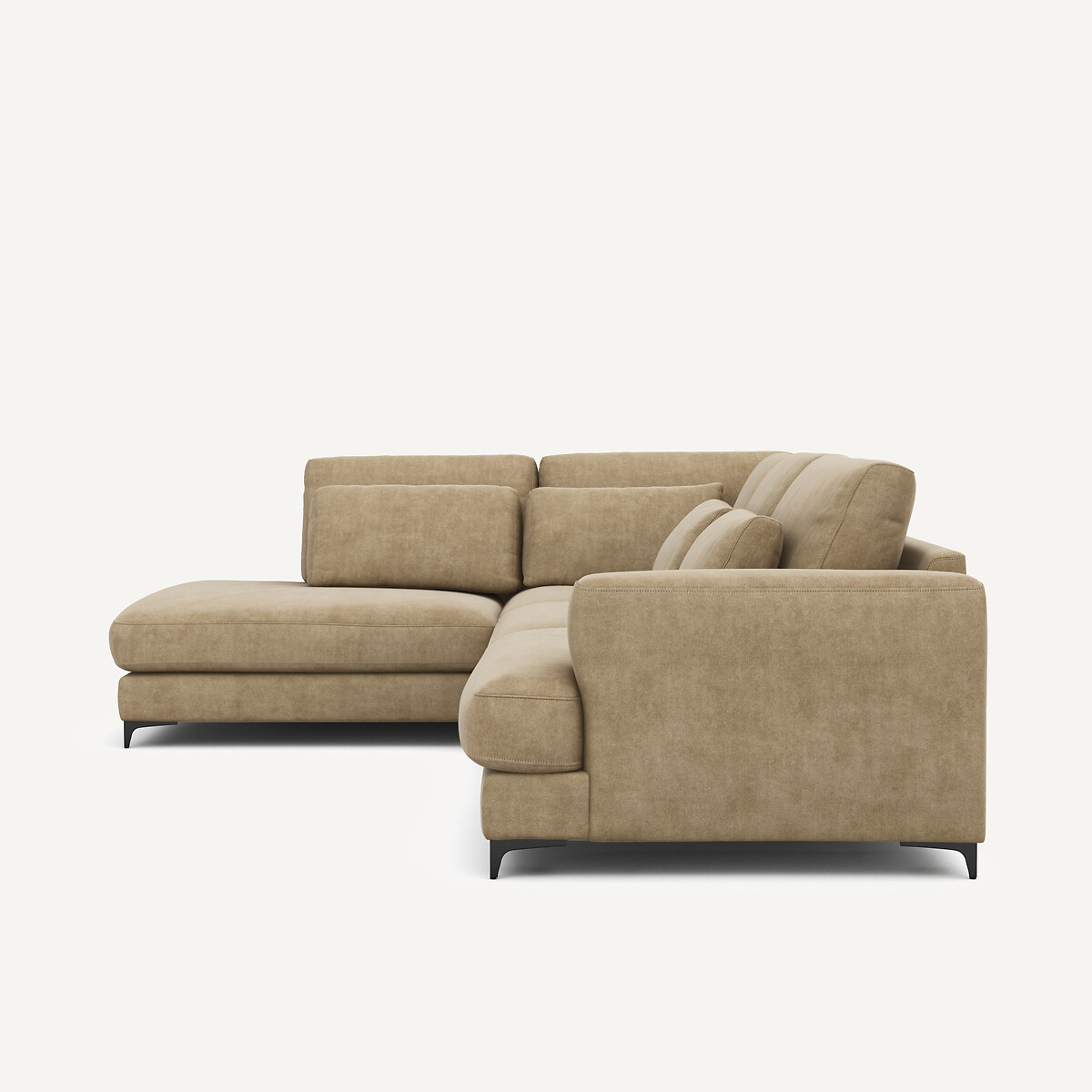 Angle gauche convertible, en velours stonewashed, Marsile gris shiitaké, AM.PM