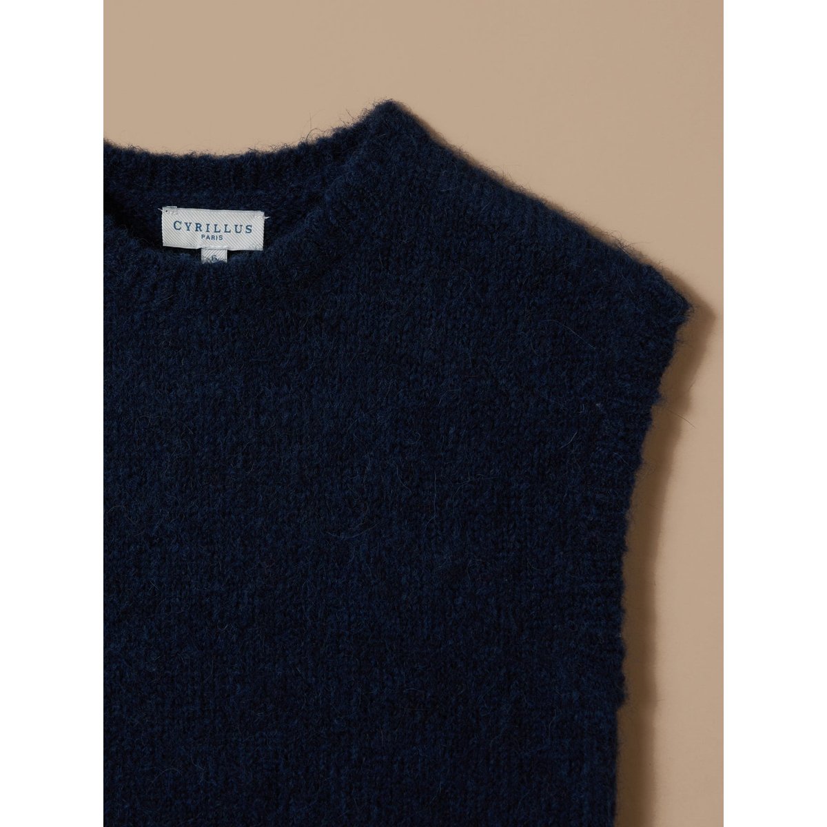Pull sans manches laine et alpaga marine, CYRILLUS