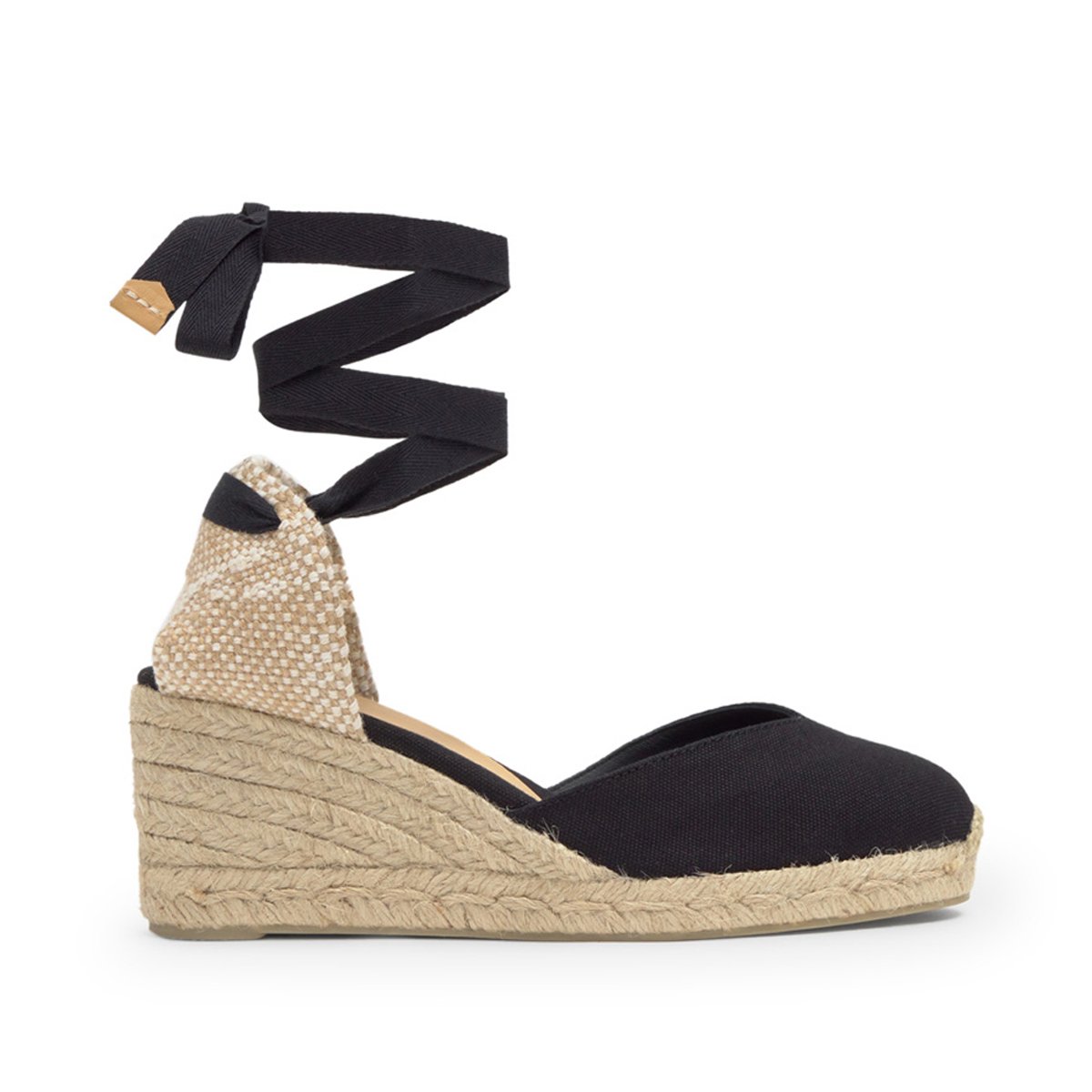 Espadrilles compensées en jute tressée à découpe en V CHIARA LIGHT PLATFORM noir, CASTANER