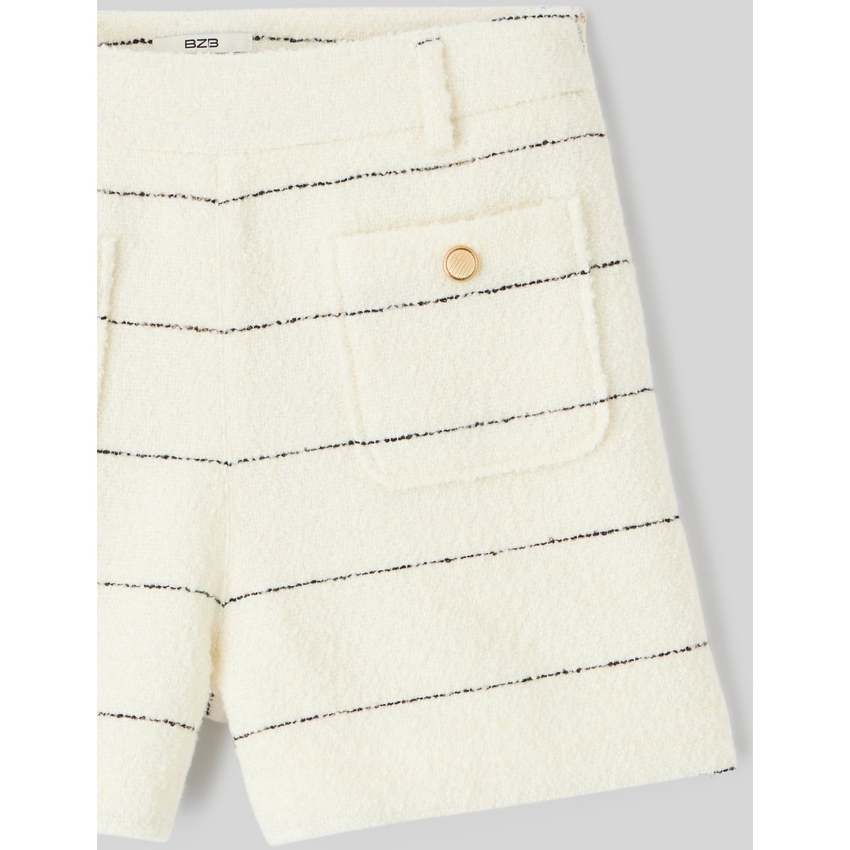 Short en tweed rayé blanc écru, BZB