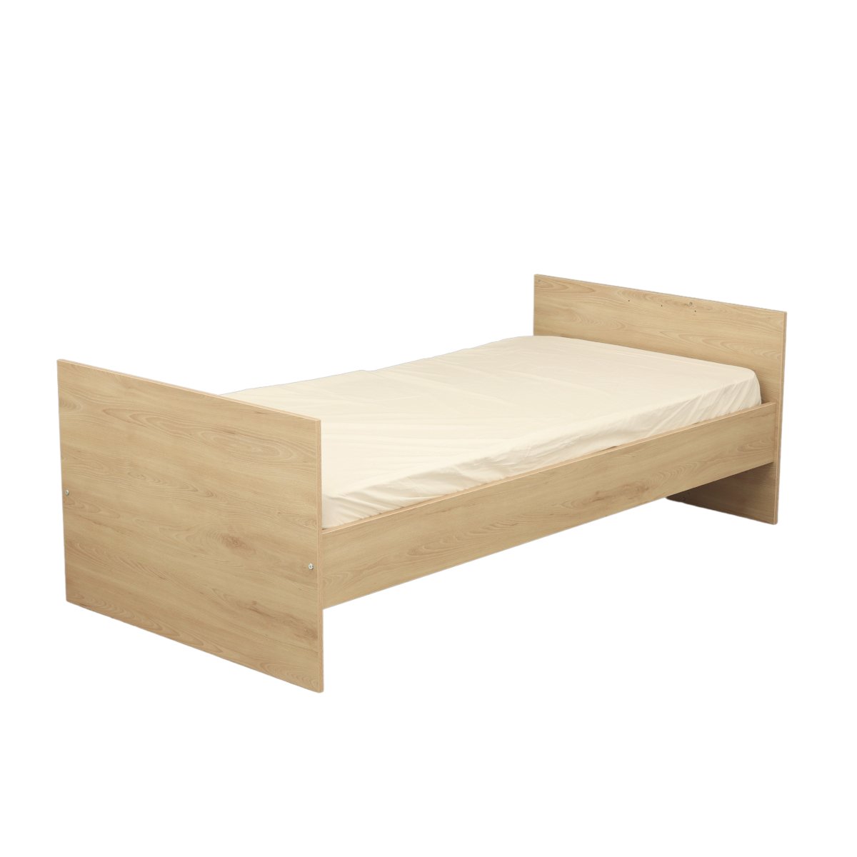 Chambre bébé duo: Lit bébé 60x120 évolutif et commode à langer 2 portes décor bois hêtre marron, SAUTHON