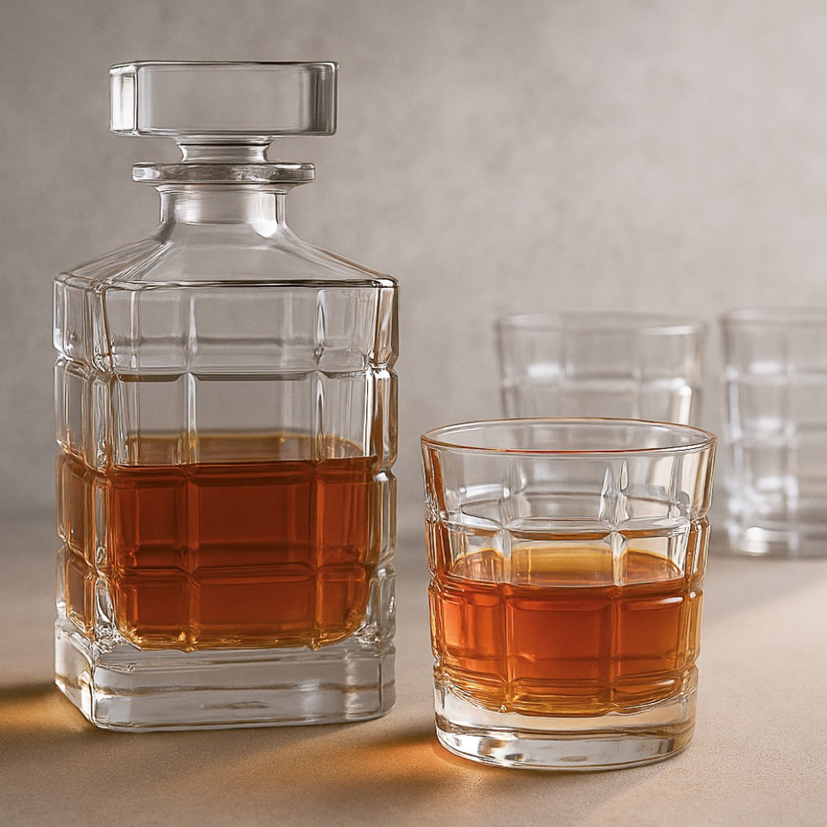 Coffret carafe avec 6 verres Stone transparent / cristal, TABLE PASSION