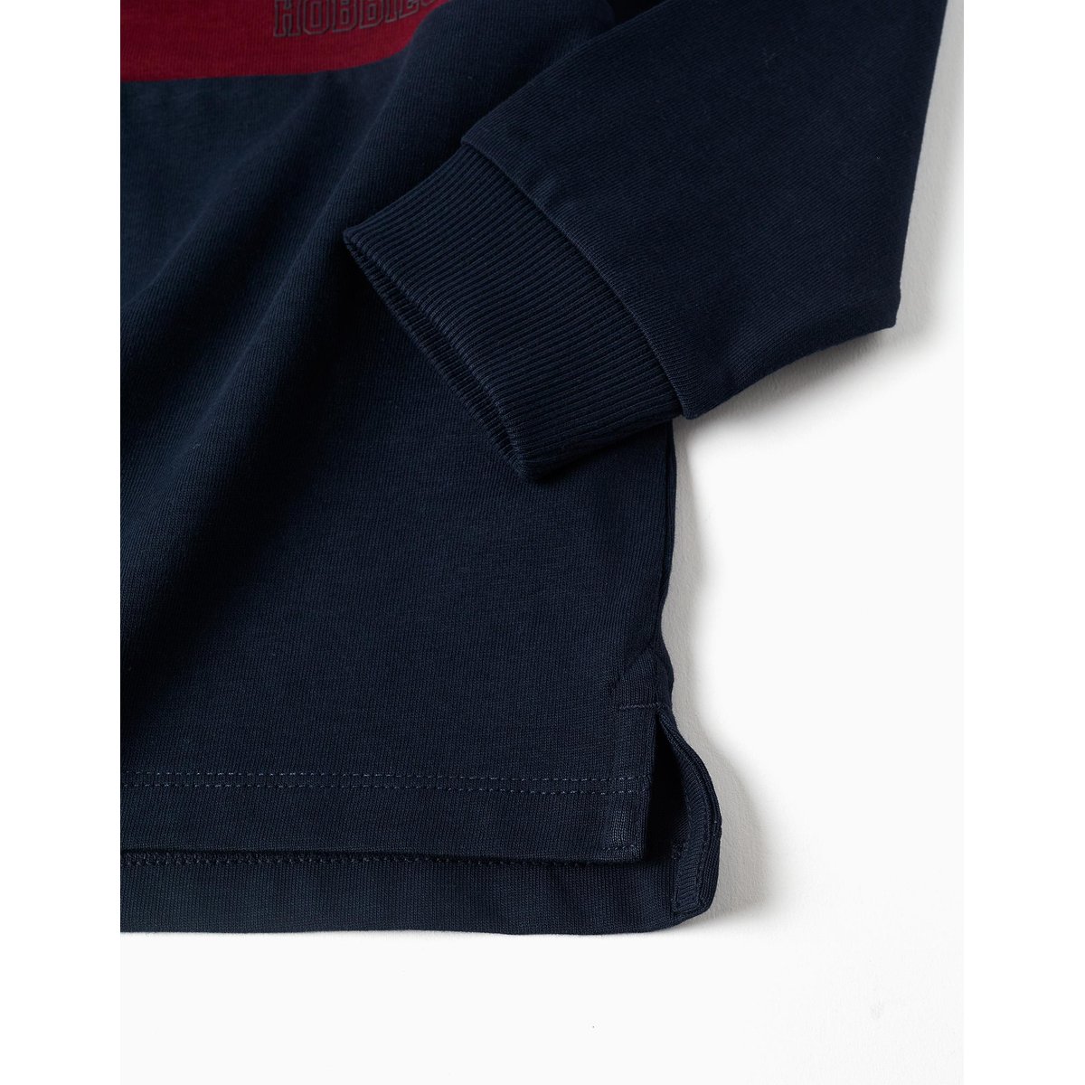 Polo en coton à manches longues avec imprimé rouge foncé, ZIPPY