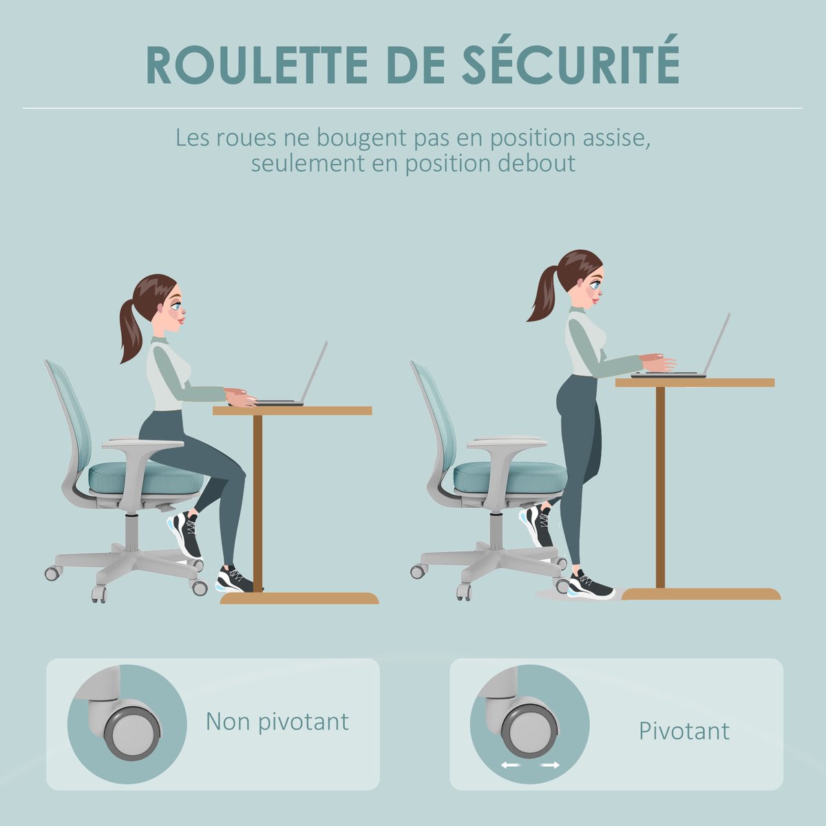 Chaise de bureau Tissu en maille (100% vert, HOMCOM