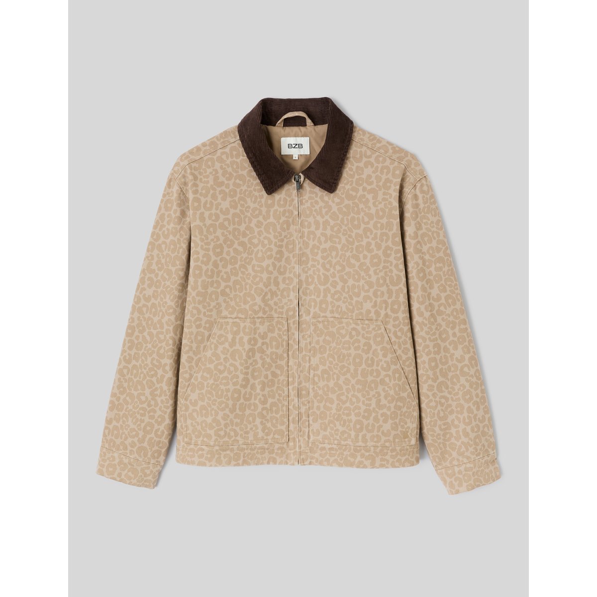 Veste zippée imprimée marron, BZB