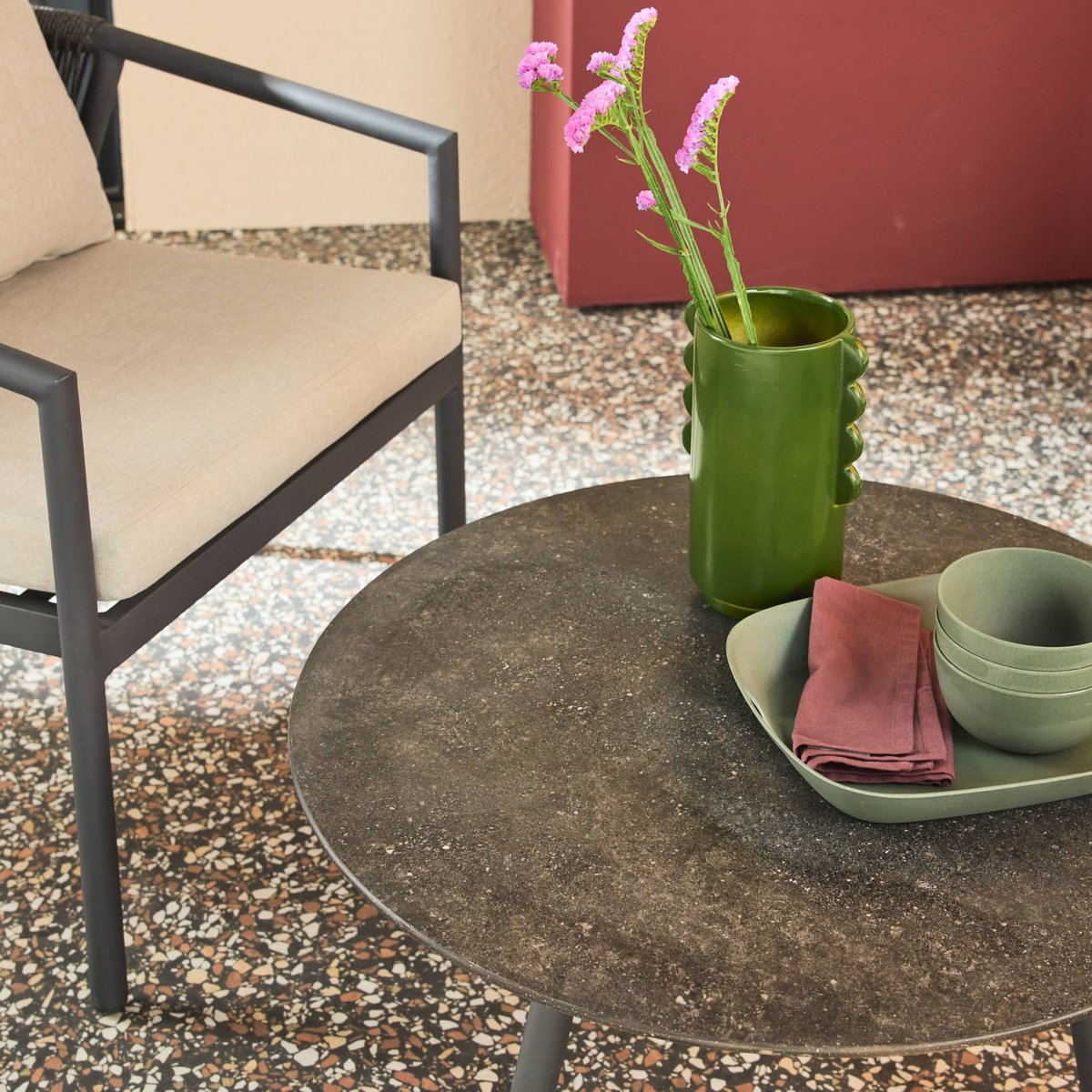 Salon de jardin aluminium et cordes 4 places KORAVA gris, SWEEEK