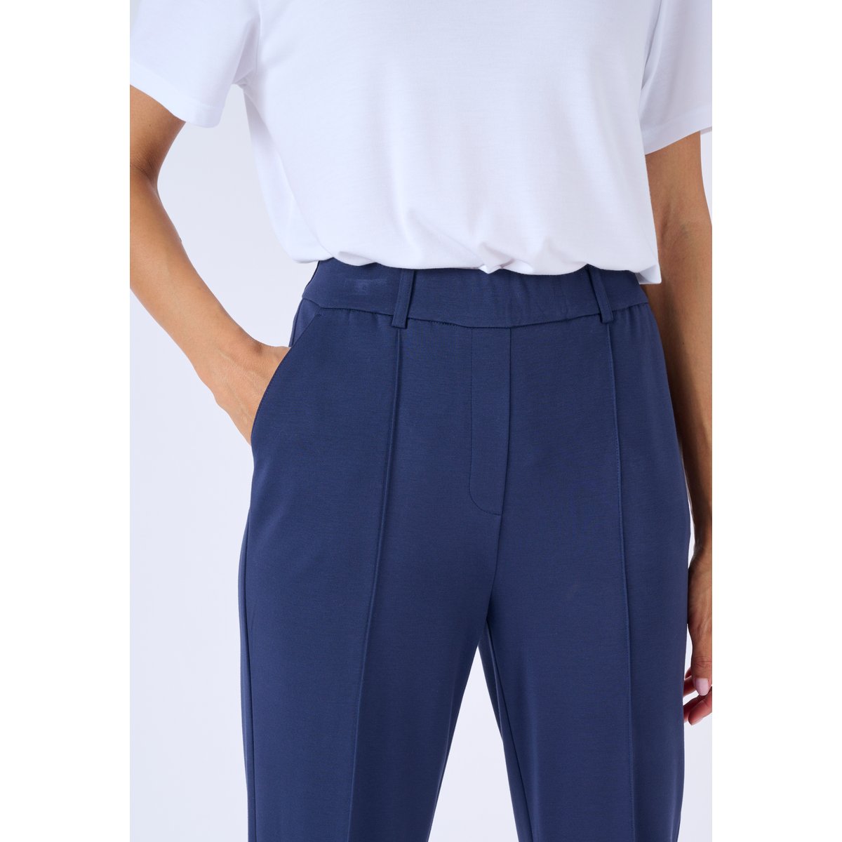 Pantalon 7/8ème maille milano jacquard bleu marine, DAMART