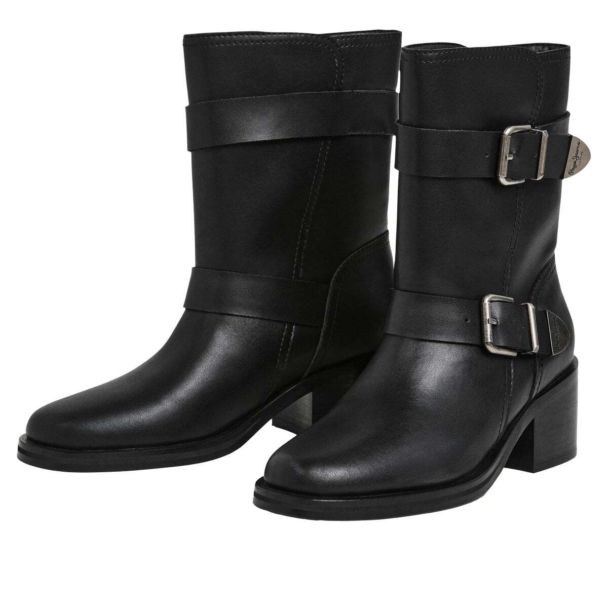 Bottes En Cuir Avec Sangles noir, PEPE JEANS