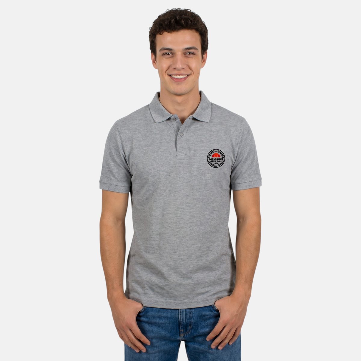 Polo manches courtes, patte de boutonnage et détails brodés GENTLEMAN gris, ELLESSE