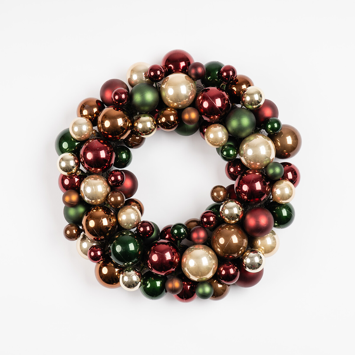 41cm Bauble Wreath in Green/Bronze multi-coloured, SO'HOME