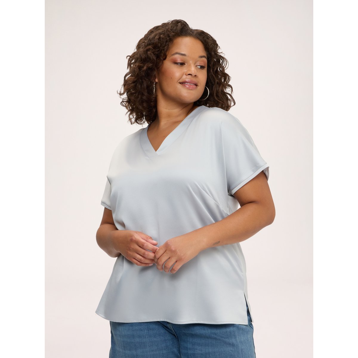 T-shirt bimatière gris, FIORELLA RUBINO