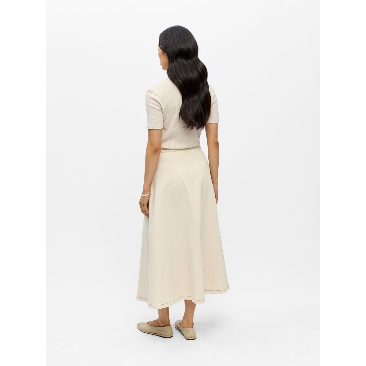 Jupe Longue blanc - beige denim1, OBJECT
