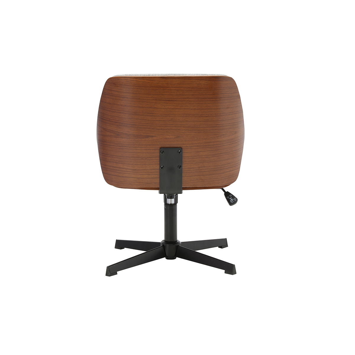 Chaise de bureau en tissu effet velours texturé beige et bois clair chêne RIKKI gris, MILIBOO