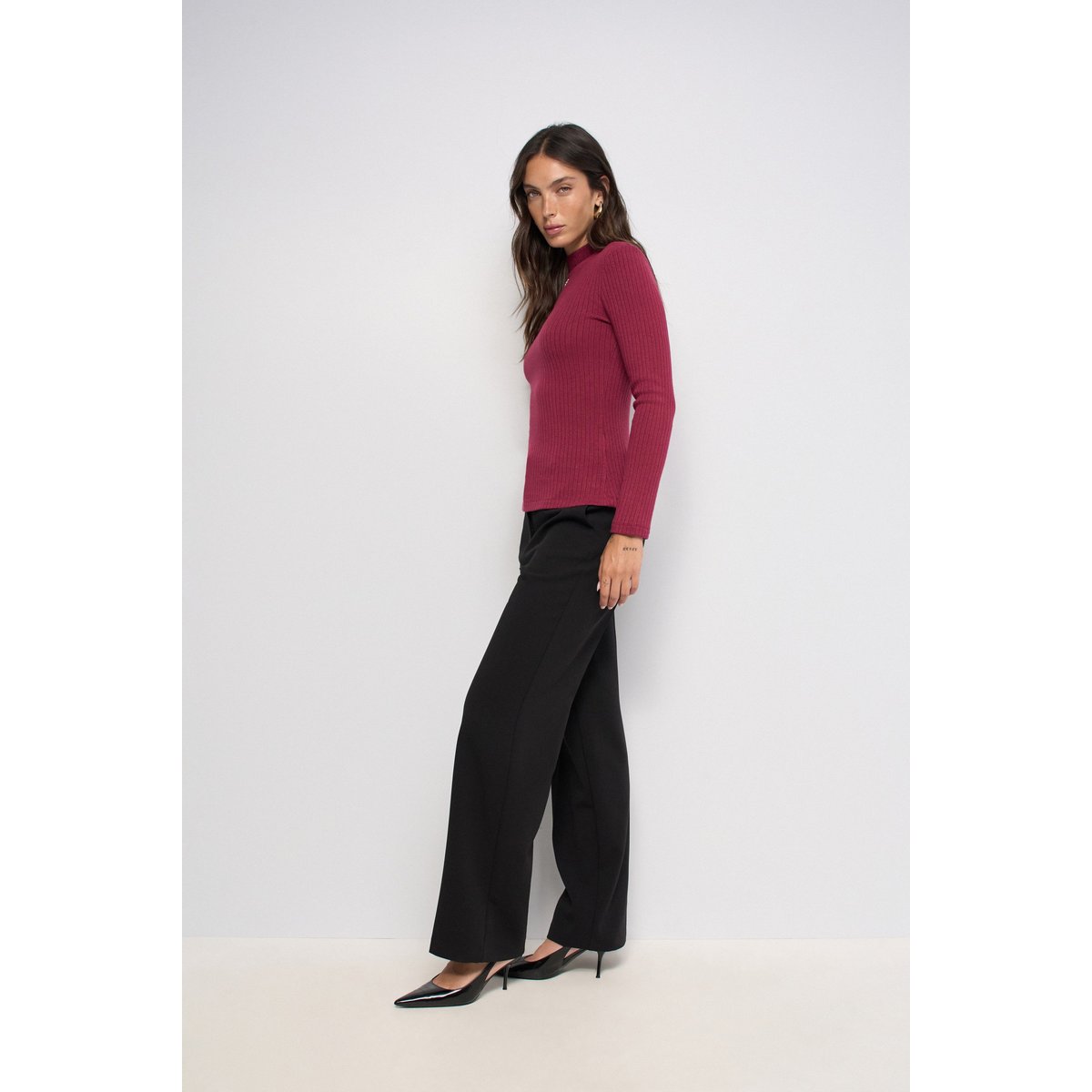 PULL EN MAILLE CÔTELÉE rouge, SALSA JEANS